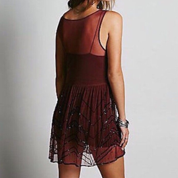 Free People Sheer Mesh Beaded Embellished Mini Slip Dress - Picture 2 of 16